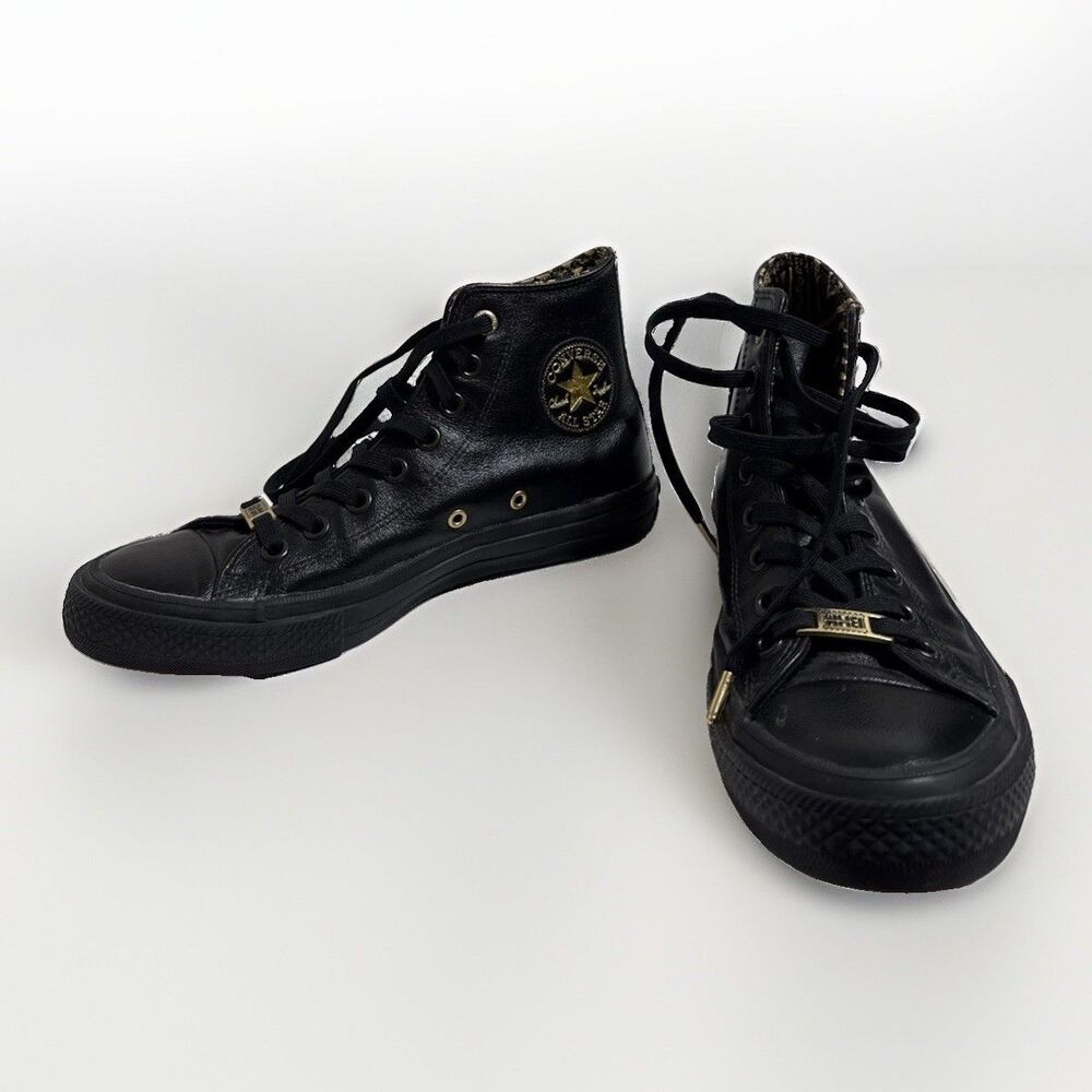 Converse Chuck Taylor Black & Gold BHM High Top Sneakers Mens 7 Shoes All Star